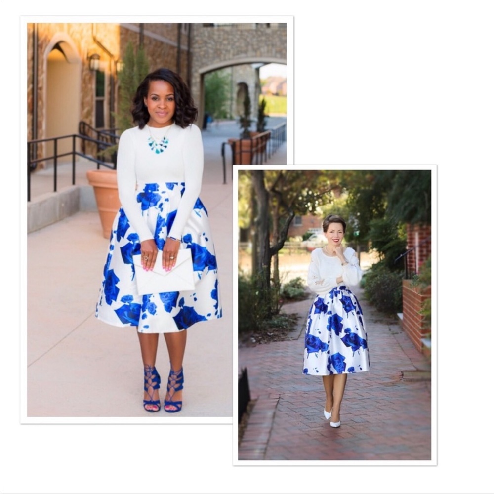 Blue flowered skirt